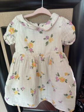 Cat & Jack White Floral Dress with Pink & Yellow Accents